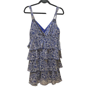 Venus Blue Halter Neck Sundress Medium Tiered Ruffle Dress Pre-Owned